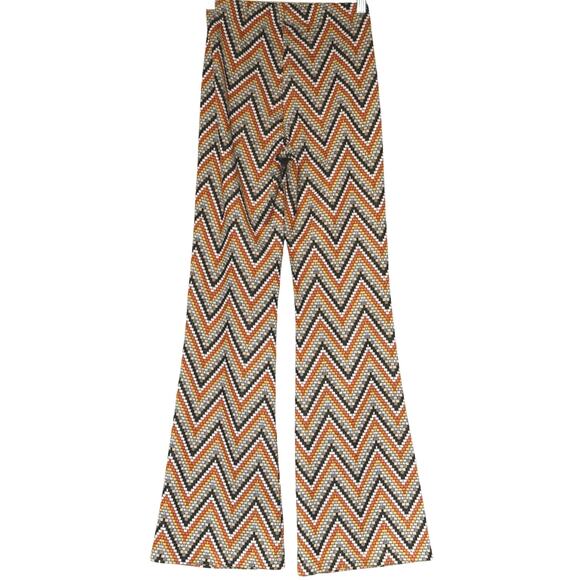 Urban Outfitters Bryn Pull-On Flare Pant in Orange Zigzag Womens Size Small - Picture 5 of 10